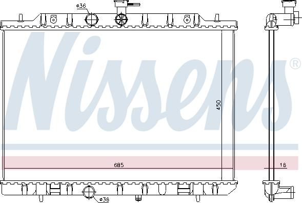 Nissens 67365 - Радиатор, охлаждане на двигателя vvparts.bg