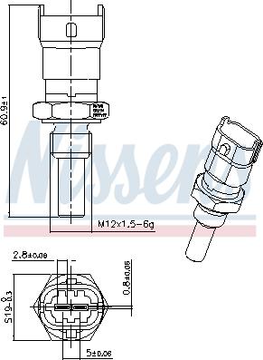 Nissens 207019 - Датчик, температура на охладителната течност vvparts.bg