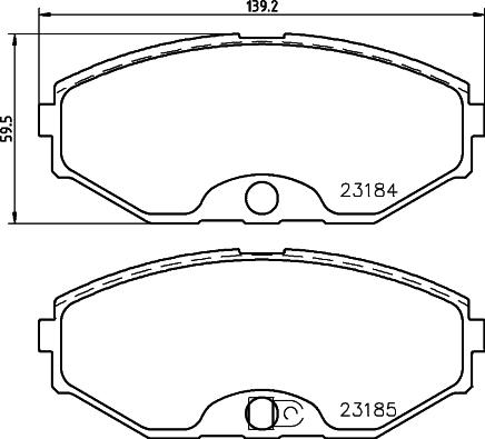 Akebono ISD587 - Комплект спирачно феродо, дискови спирачки vvparts.bg