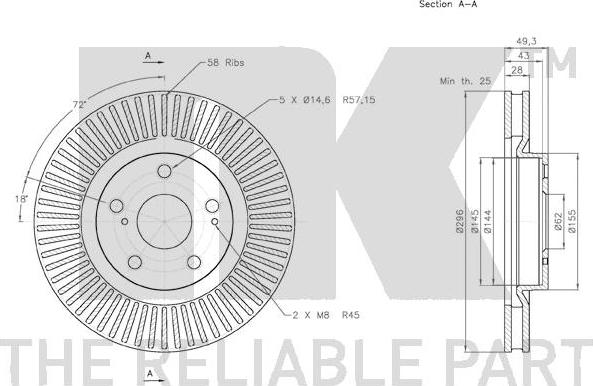 NK 3145117 - Спирачен диск vvparts.bg