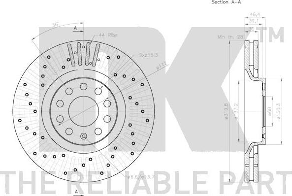 NK 3147135 - Спирачен диск vvparts.bg