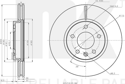 NK 313685 - Спирачен диск vvparts.bg