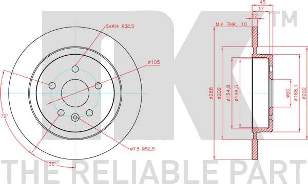 NK 313682 - Спирачен диск vvparts.bg
