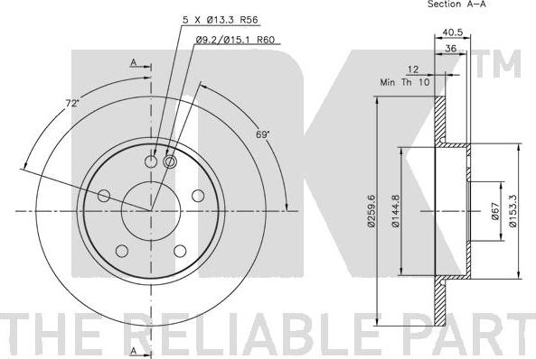 NK 313345 - Спирачен диск vvparts.bg