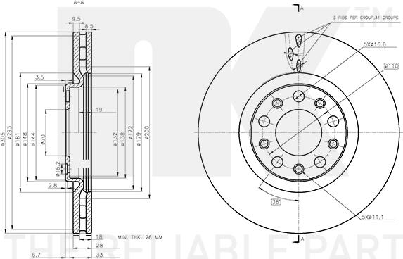 NK 312370 - Спирачен диск vvparts.bg