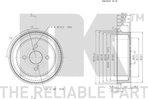 NK 254516 - Спирачен барабан vvparts.bg