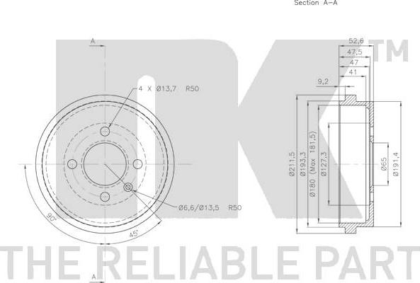 NK 254724 - Спирачен барабан vvparts.bg