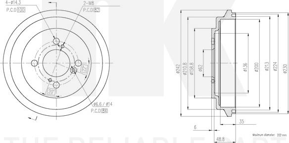 NK 255218 - Спирачен барабан vvparts.bg