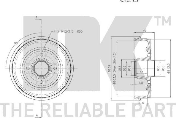 NK 253916 - Спирачен барабан vvparts.bg