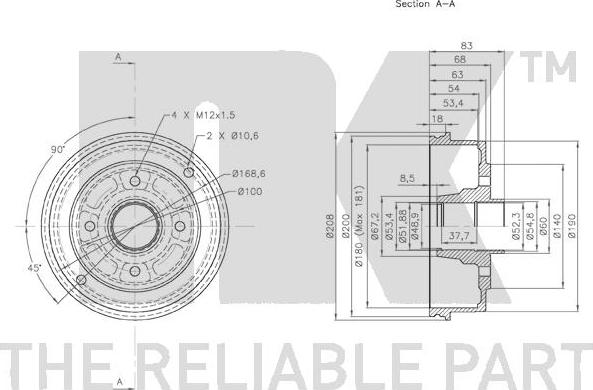 NK 253911 - Спирачен барабан vvparts.bg