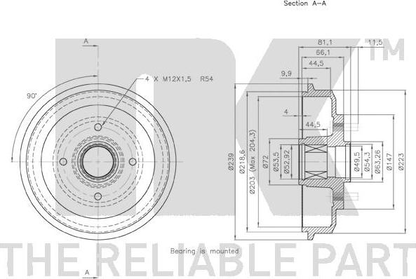 NK 252542 - Спирачен барабан vvparts.bg