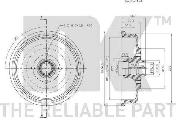 NK 252319 - Спирачен барабан vvparts.bg