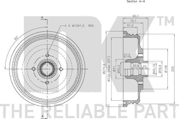 NK 252316 - Спирачен барабан vvparts.bg