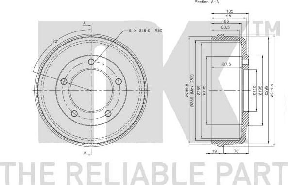 NK 262513 - Спирачен барабан vvparts.bg