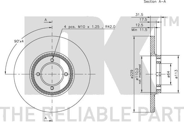 NK 209909 - Спирачен диск vvparts.bg