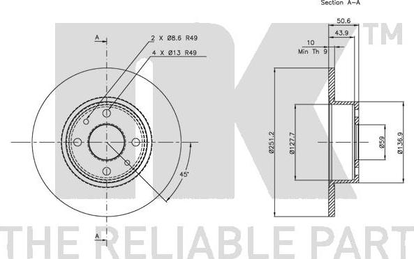 NK 209928 - Спирачен диск vvparts.bg