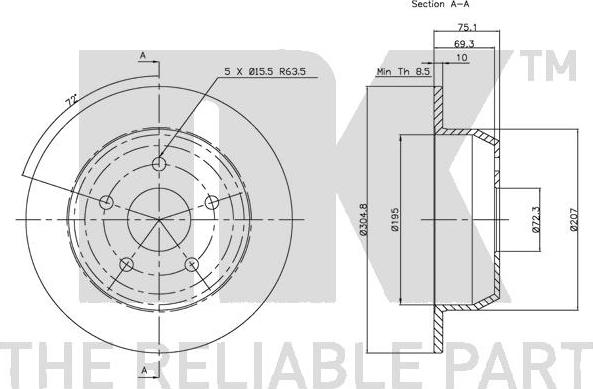 NK 209304 - Спирачен диск vvparts.bg