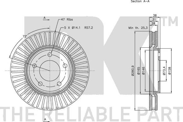 NK 319313 - Спирачен диск vvparts.bg