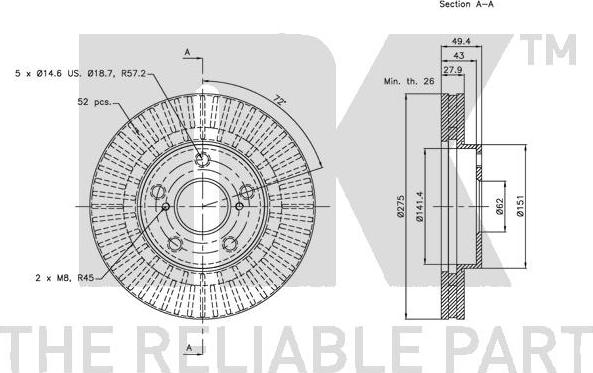 NK 204596 - Спирачен диск vvparts.bg