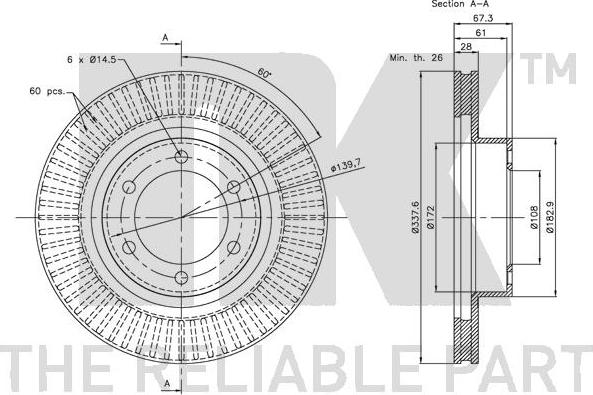 NK 204598 - Спирачен диск vvparts.bg