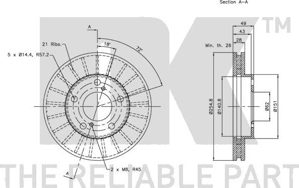 NK 204547 - Спирачен диск vvparts.bg