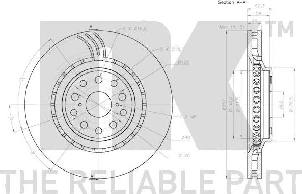 NK 3145146 - Спирачен диск vvparts.bg