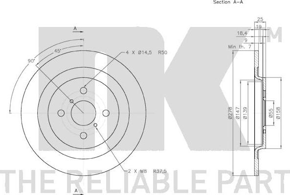 NK 3145111 - Спирачен диск vvparts.bg