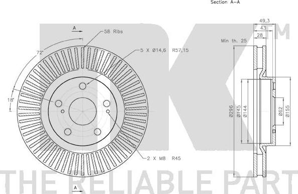 NK 2045117 - Спирачен диск vvparts.bg