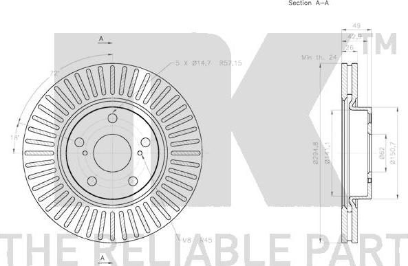 NK 3145125 - Спирачен диск vvparts.bg