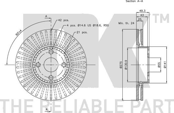 NK 204580 - Спирачен диск vvparts.bg