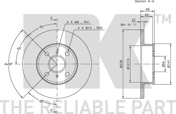 NK 204527 - Спирачен диск vvparts.bg