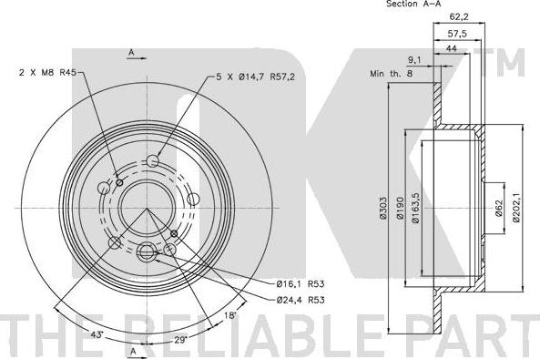 NK 314574 - Спирачен диск vvparts.bg