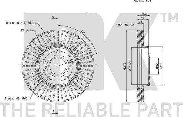 NK 314578 - Спирачен диск vvparts.bg