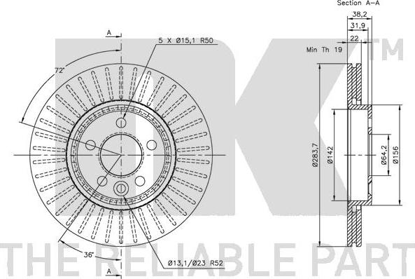 NK 204013 - Спирачен диск vvparts.bg