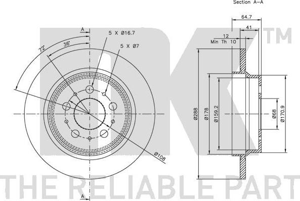 NK 204843 - Спирачен диск vvparts.bg