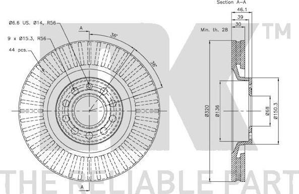 NK 3147107 - Спирачен диск vvparts.bg