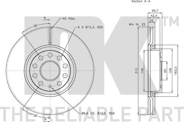 NK 2047115 - Спирачен диск vvparts.bg