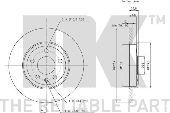 NK 2047111 - Спирачен диск vvparts.bg