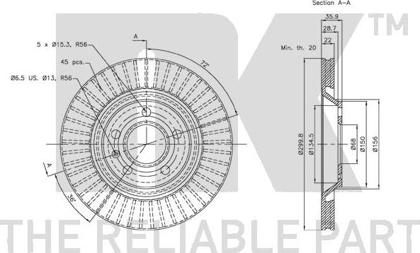 NK 3147113 - Спирачен диск vvparts.bg