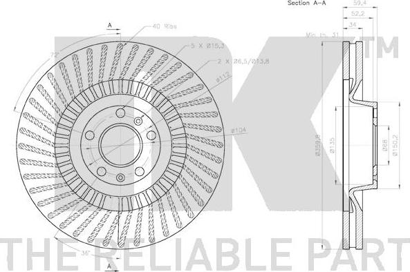 NK 2047125 - Спирачен диск vvparts.bg