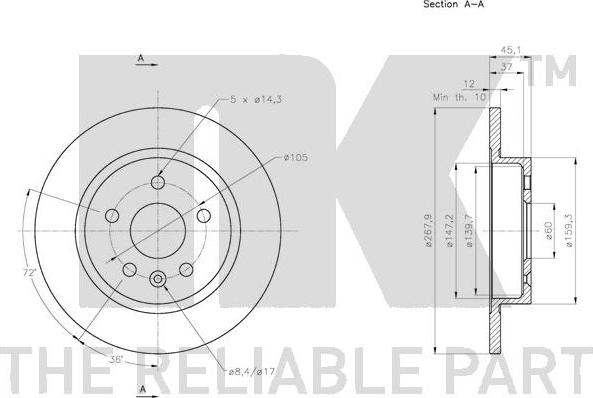 NK 315014 - Спирачен диск vvparts.bg