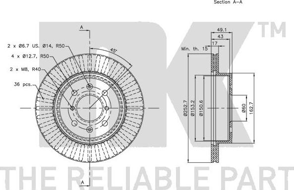 NK 205213 - Спирачен диск vvparts.bg