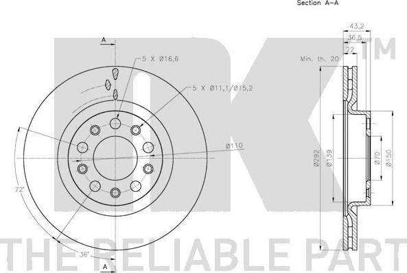 NK 201033 - Спирачен диск vvparts.bg