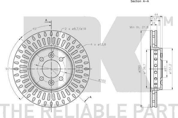 NK 313997 - Спирачен диск vvparts.bg