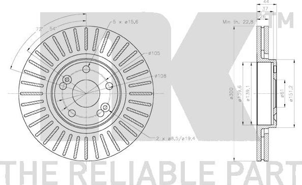 NK 2039100 - Спирачен диск vvparts.bg