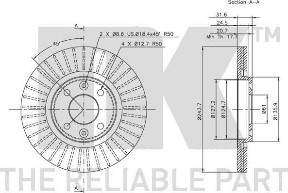 NK 203925 - Спирачен диск vvparts.bg