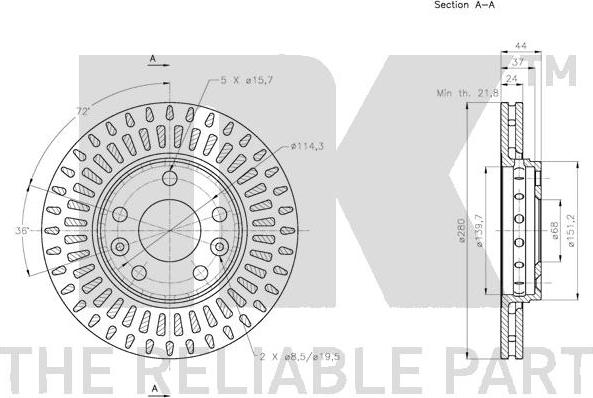 NK 203970 - Спирачен диск vvparts.bg