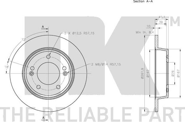 NK 313446 - Спирачен диск vvparts.bg