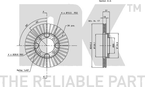 NK 203408 - Спирачен диск vvparts.bg