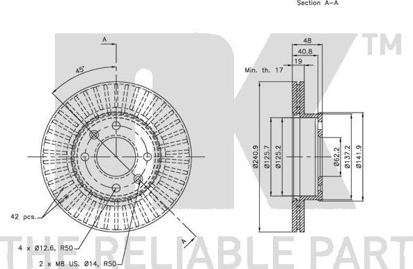 NK 313419 - Спирачен диск vvparts.bg